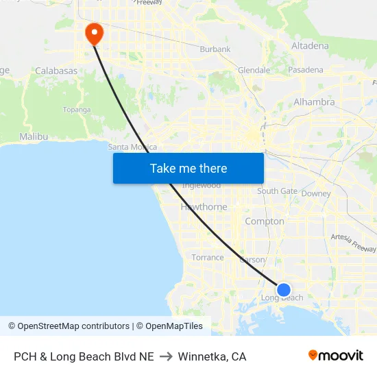 PCH & Long Beach Blvd NE to Winnetka, CA map