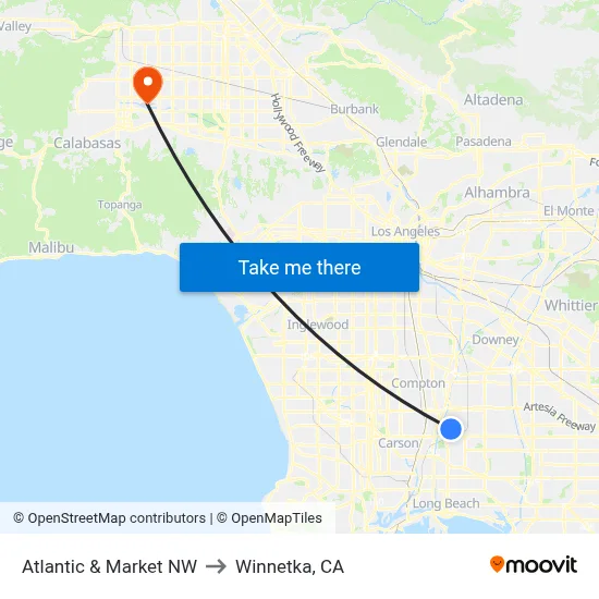 Atlantic & Market NW to Winnetka, CA map
