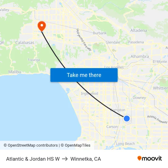 Atlantic & Jordan HS W to Winnetka, CA map