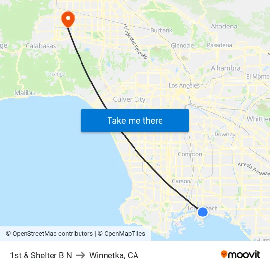1st & Shelter B N to Winnetka, CA map