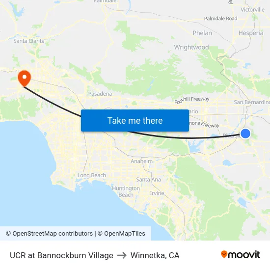 UCR at Bannockburn Village to Winnetka, CA map