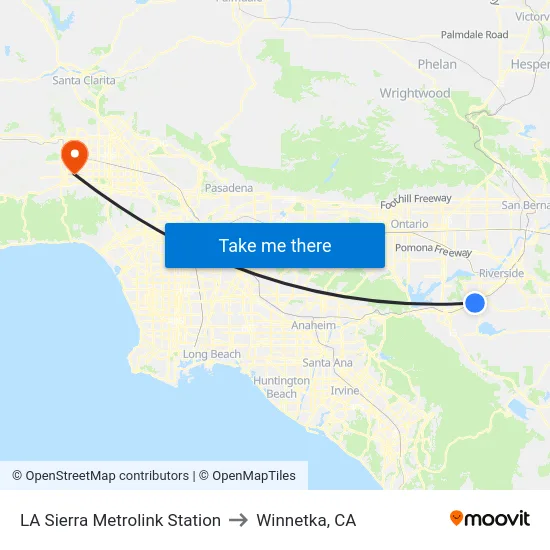 LA Sierra Metrolink Station to Winnetka, CA map