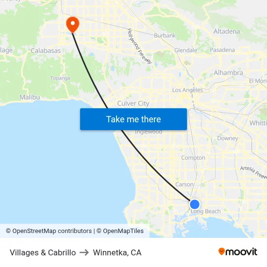 Villages & Cabrillo to Winnetka, CA map