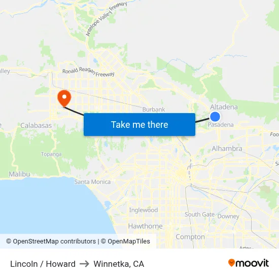 Lincoln / Howard to Winnetka, CA map
