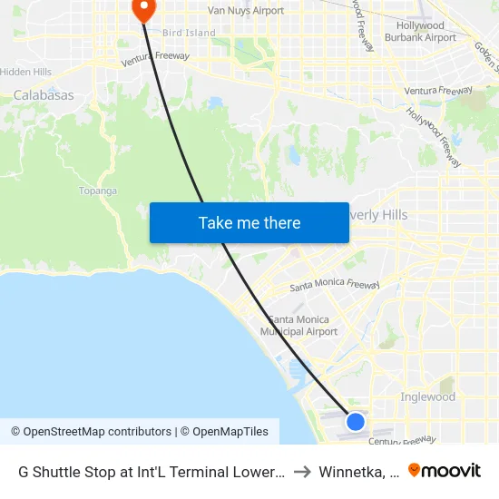 G Shuttle Stop at Int'L Terminal Lower Level to Winnetka, CA map