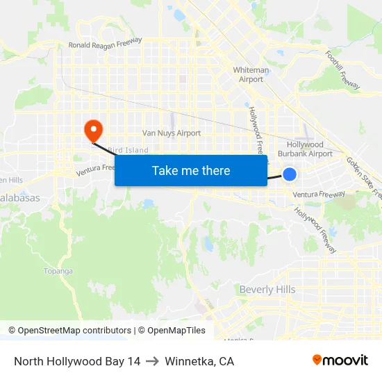 North Hollywood Bay 14 to Winnetka, CA map