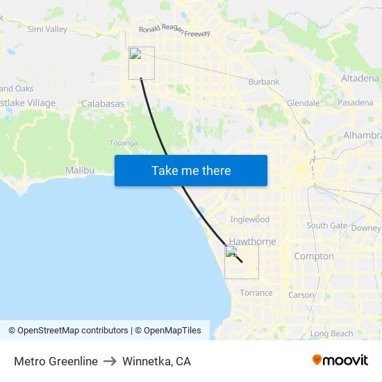 Metro Greenline to Winnetka, CA map