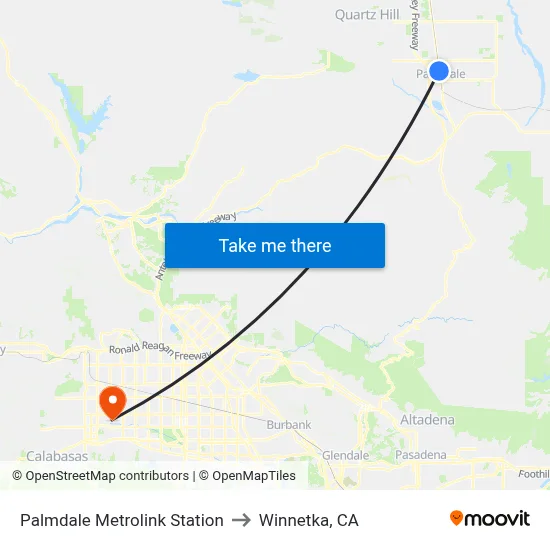 Palmdale Metrolink Station to Winnetka, CA map