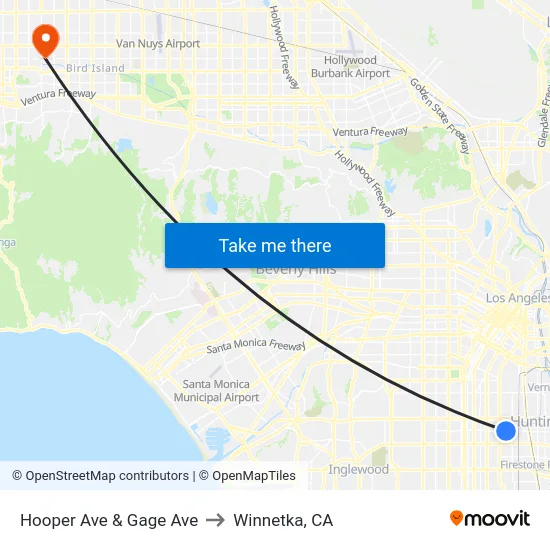 Hooper Ave & Gage Ave to Winnetka, CA map