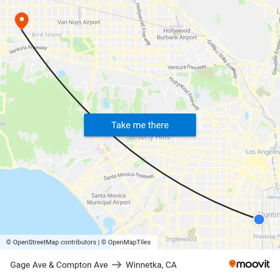 Gage Ave & Compton Ave to Winnetka, CA map