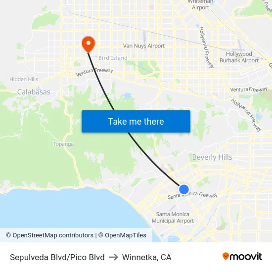 Sepulveda Blvd/Pico Blvd to Winnetka, CA map
