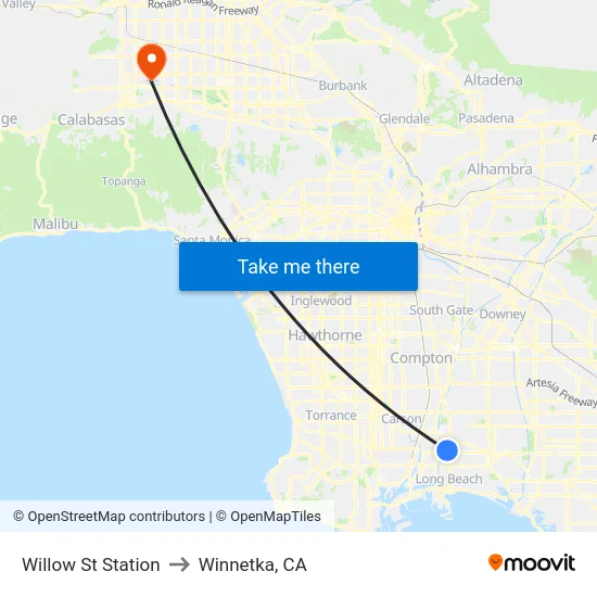 Willow St Station to Winnetka, CA map