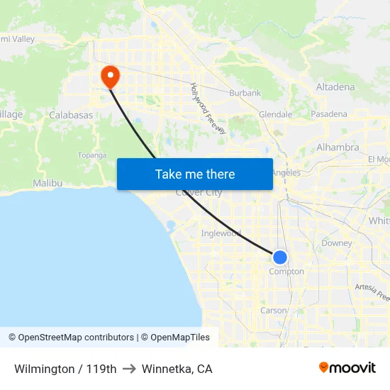 Wilmington / 119th to Winnetka, CA map