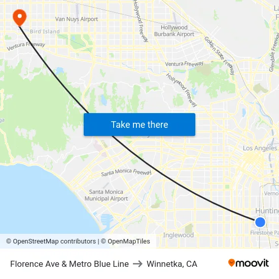 Florence Ave & Metro Blue Line to Winnetka, CA map