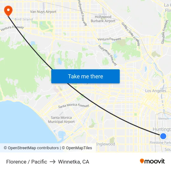 Florence / Pacific to Winnetka, CA map