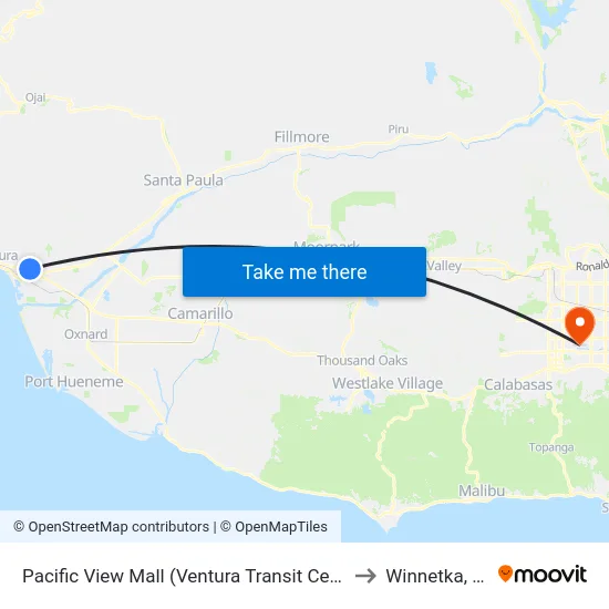 Pacific View Mall (Ventura Transit Center) to Winnetka, CA map