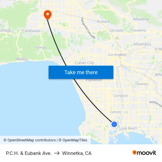P.C.H. & Eubank Ave. to Winnetka, CA map
