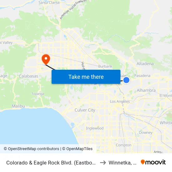 Colorado & Eagle Rock Blvd. (Eastbound) to Winnetka, CA map