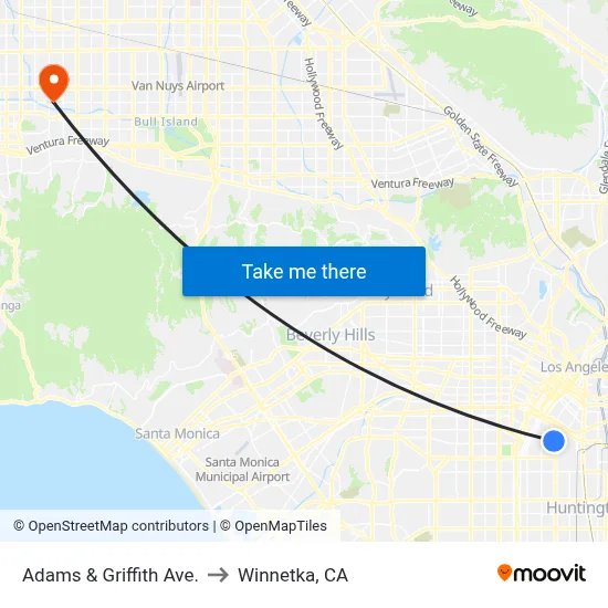 Adams & Griffith Ave. to Winnetka, CA map