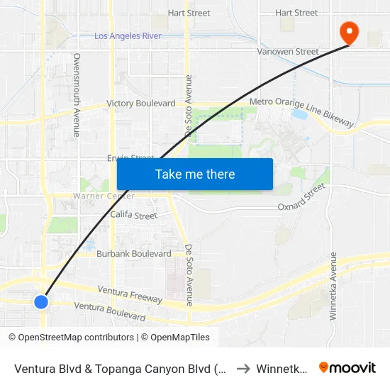Ventura Blvd & Topanga Canyon Blvd (Westbound) to Winnetka, CA map