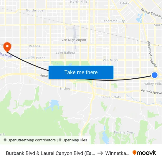 Burbank Blvd & Laurel Canyon Blvd (Eastbound) to Winnetka, CA map