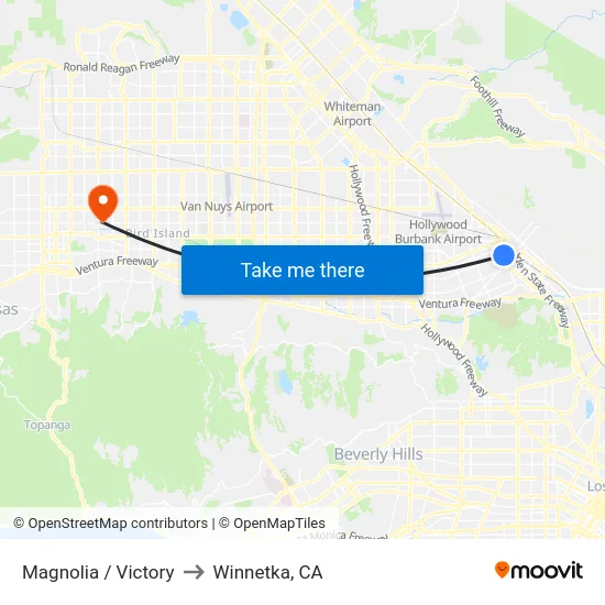 Magnolia / Victory to Winnetka, CA map