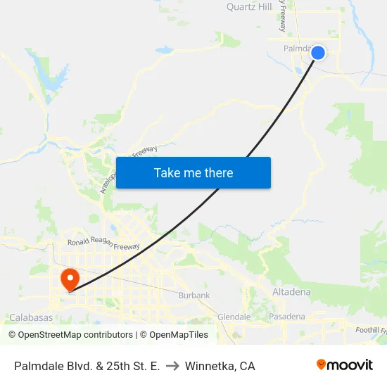 Palmdale Blvd. & 25th St. E. to Winnetka, CA map