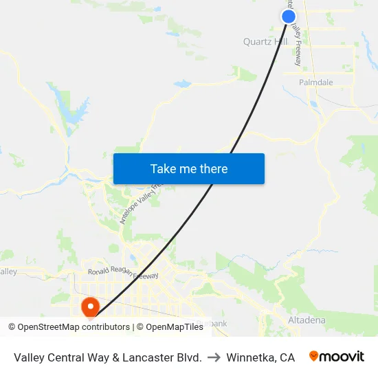 Valley Central Way & Lancaster Blvd. to Winnetka, CA map
