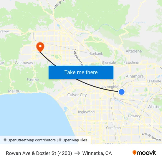Rowan Ave & Dozier St (4200) to Winnetka, CA map