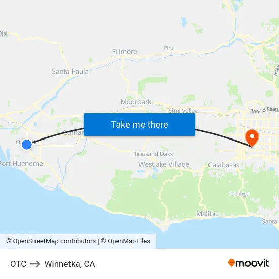 OTC to Winnetka, CA map