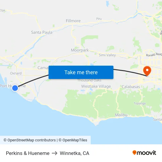 Perkins & Hueneme to Winnetka, CA map