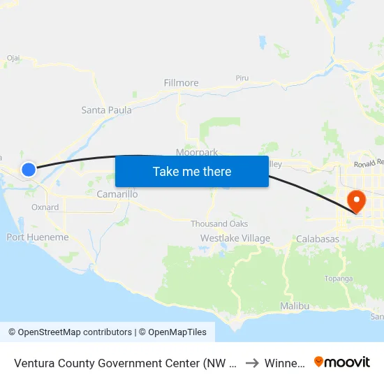 Ventura County Government Center (NW Victoria Ave/Telephone Rd) to Winnetka, CA map