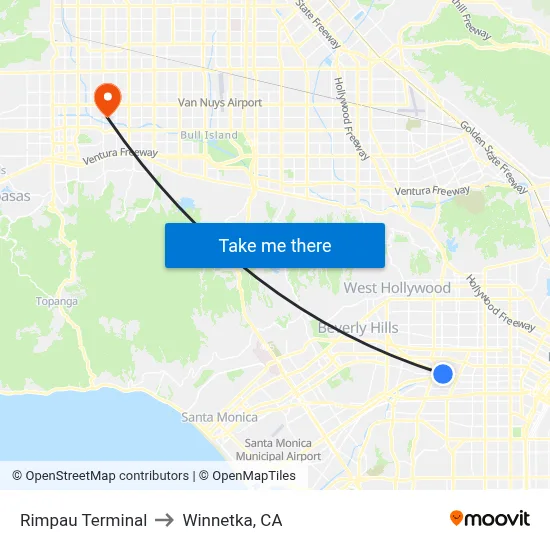 Rimpau Terminal to Winnetka, CA map