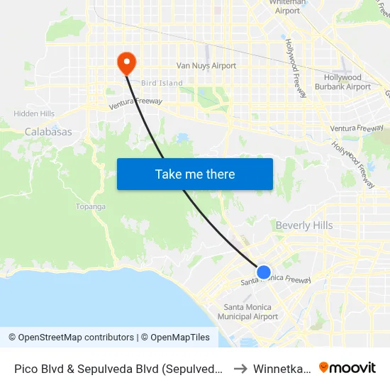 Pico Blvd & Sepulveda Blvd (Sepulveda Station) to Winnetka, CA map