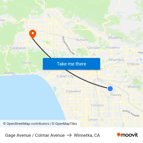 Gage Avenue / Colmar Avenue to Winnetka, CA map