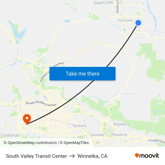 South Valley Transit Center to Winnetka, CA map