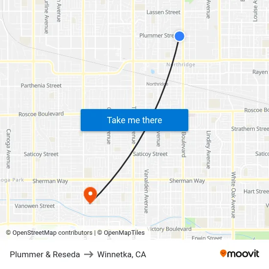 Plummer & Reseda to Winnetka, CA map