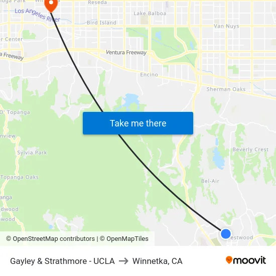 Gayley & Strathmore - UCLA to Winnetka, CA map