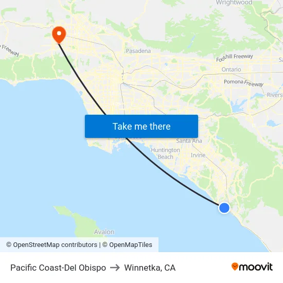Pacific Coast-Del Obispo to Winnetka, CA map