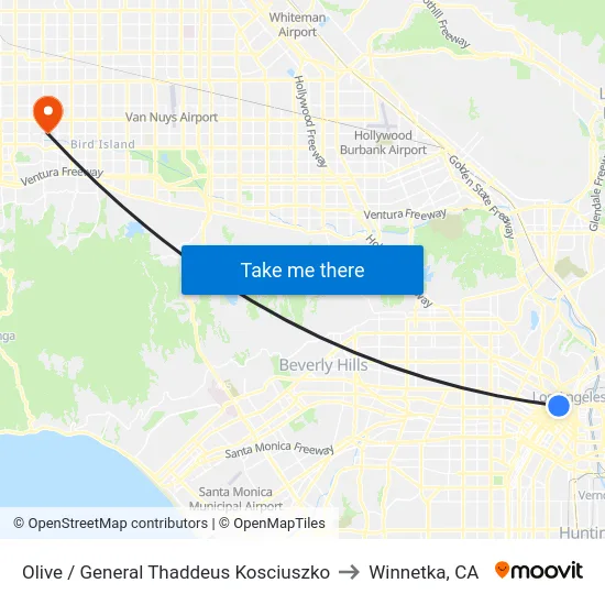 Olive / General Thaddeus Kosciuszko to Winnetka, CA map