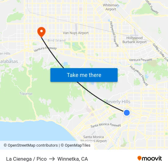 La Cienega / Pico to Winnetka, CA map