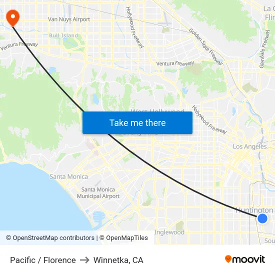 Pacific / Florence to Winnetka, CA map