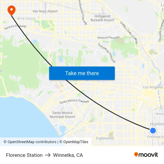 Florence Station to Winnetka, CA map