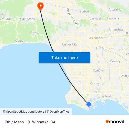 7th / Mesa to Winnetka, CA map