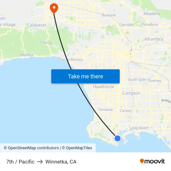 7th / Pacific to Winnetka, CA map
