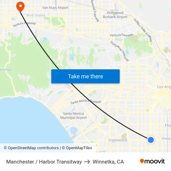 Manchester / Harbor Transitway to Winnetka, CA map