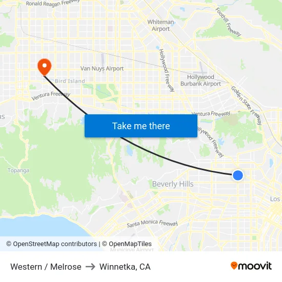Western / Melrose to Winnetka, CA map