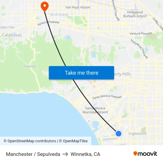 Manchester / Sepulveda to Winnetka, CA map