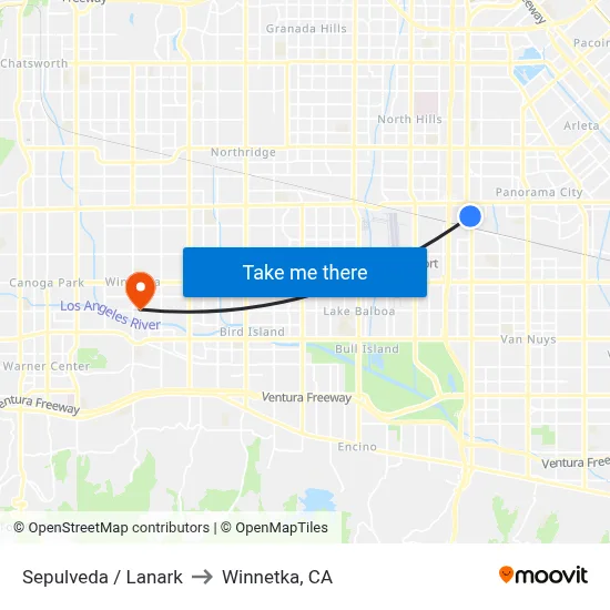 Sepulveda / Lanark to Winnetka, CA map