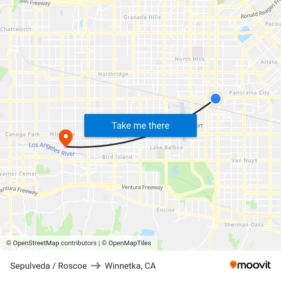 Sepulveda / Roscoe to Winnetka, CA map